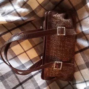 LNC Valerie Stevens Faux Wool & Leather Purse